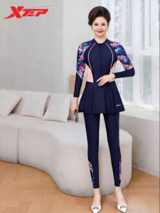 XTEP | Conservative Long Sleeve Pant Swimwear For Middle-aged Women
