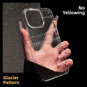 DAIMANG | Non-Yellowing Hard Shell Transparent Striped Phone Case for iPhone 15 Pro Max iPhone 14 Pro iPhone 13 Slim Large Hole