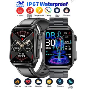 TK12 Smart Watch Blood Glucose Blood Oxygen Heart Rate ECG Body Temperature Monitoring Bluetooth Call 1.96 Inches HD Touch Screen Smartwatch Waterproof Fitness Tracker For Android And IOS