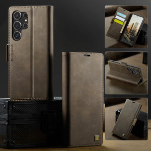 Luxury Leather Phone Wallet Case Book With Stand For Samsung Galaxy S25 Edge S24 Ultra S23 FE S22 S21 Plus Card Slot Flip Cover