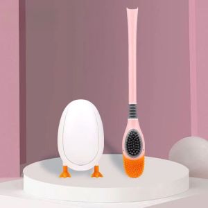 Silicone Toilet Brush with Base Hard Bristles No Dead Angles for Home Use Bathroom Cleaning Tools Durable Toilet Cleaning Tool
