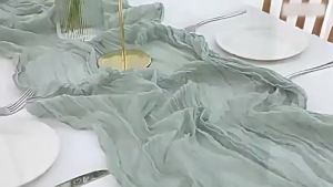 1PCS 10FT Dusty Sage Green Gauze Cheesecloth Boho Table Runner Wedding Party Event Decoration
