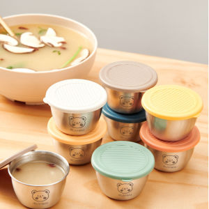 IN STOCK 小熊304不锈钢蘸料盒Bear 304 stainless steel dip box with lid seasoning preservation container salad ketchup fried chicken sealed sauce cup*mojogy
