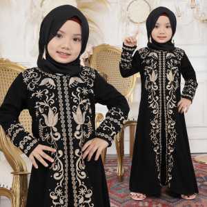 YM deFashion Gamis Anak Abaya Turkey Jetblack 1227 Tania Kids / Pakaian Muslim Anak / Dress Muslimah anak / Dress Maxi kids / Gamis Modern Anak / Gamis Syari Anak