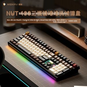 Bàn Phím Cơ Chơi Game Không Dây 3 Chế Độ Nhôm 104 Phím
