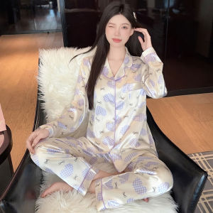 JIFANPAUL | Cooling Silky Ladies Sleepwear Set Spring and Autumn
