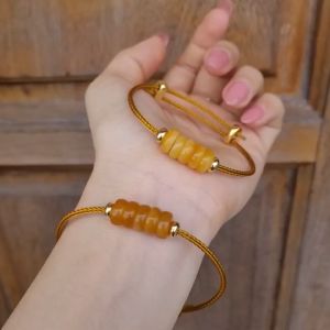 Q86 Vòng ngũ điếu Cẩm Thạch Vàng dây cáp cho Thổ và Kim - Phong Thủy TUDO P