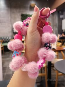 Short Plush Mobile Phone Lanyard Sweet Cool Wrist Chain Graffiti Ball Keychain Universal Winter Soft Shell Creative Gift