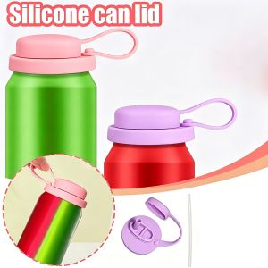 Creative Soda Can Sealed Cover Color Silicone Straw Beverage Can Cover For Canned Beverage Reusable Tank Lid