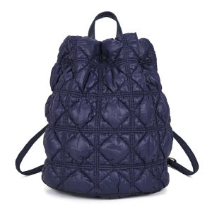 Casual Cameron No.27 Drawstring Bucket Soft Shoulder Bag Cloud Folded Commuter All-Match Rhombus Bag Polyester Lining Zinc Alloy Hardware