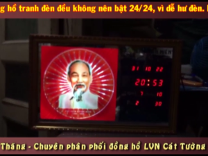 Đồng hồ Lịch Vạn Niên tranh đèn treo tường hiệu Cát Tường_tranh Bác Hồ 55618 hào quang_KT 55x35x7cm_Có 2 loại (Không remote đèn và Có remote đèn)