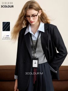 3COLOUR·S | Autumn Style Double Breasted Structured Shoulder Blazer M