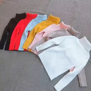 Áo len cổ lọ bé gái và bé trai 1-7 tuổi trơn nhiều màu phong cách Hàn Quốc đanh sợi không bai xù