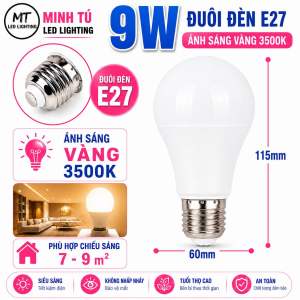 Bóng Đèn LED 9W Chống Nước E27 Ánh Sáng Trắng 6500K/Vàng 3500K - Tiết Kiệm Điện - Dùng Ngoài Trời Sân Vườn Ban Công
