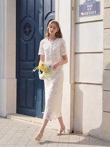 XIANGYING | French Style Lace Dress Set Two Pieces