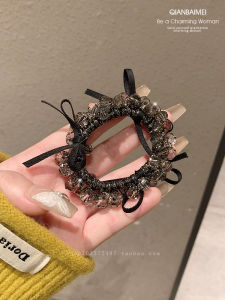 Elegant Crystal Hair Ties Butterfly Knot Hair Bands Luxury Hair Ropes for Ponytail Fashionable Vintage Hair Accessories