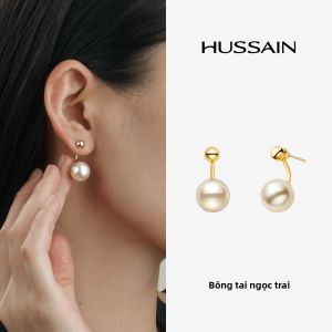 HUSSAIN | Bông Tai Trân Châu Hình Tròn Sang Trọng