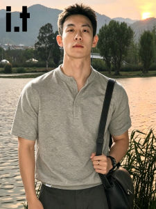 izzue | Trendy High-end Henry Collar Short Sleeve T-Shirt