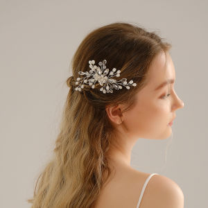 【♡Lovely girls house♡】Silver Color Pearl Rhinestone Wedding Hair Combs Hair Accessories for Women Ornaments Bridal Hair Clip