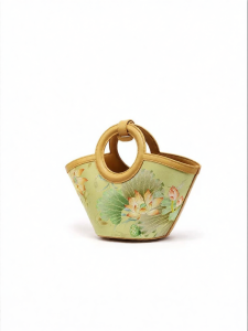 Traditional Chinese Mustard Green Silk-Inspired Mothers Qipao Bag