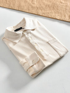 Mens Fashionable Casual Long Sleeve Polo Shirt Pure Cotton Washed Brushed Autumn Wear Comfortable Loose Fit Urban Style