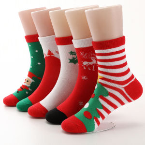 5Pairs/lot Children Christmas Socks For Boys Girls Autumn Winter Cotton High Quality New Year Gift Socks Kids Socks 1-12 Years