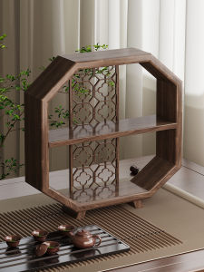 New Chinese Style Wooden Tea Cup Display Stand Mini Desktop Tea Set Organizer Storage Rack for Tea Room Decorative Ornaments