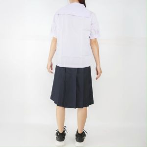 เสื้อนักเรียนคอทหารเรือ ตราชัยยะ ผ้าค็อตตอนนุ่ม คุณภาพดี สินค้างานไทย