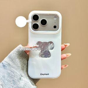 LIANGWU | Cute Leather Elephant Charm iPhone 17 Pro Max Case