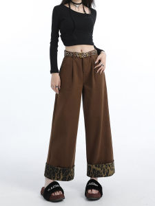 กางเกงยีนส์ทรงตรงเอวสูงทรงหลวมสไตล์ย้อนยุคสไตล์อเมริกันสำหรับฤดูใบไม้ร่วงและฤดูหนาว กางเกงขายาวทรงหลวมเอวสูงทรงหลวมสำหรับผู้หญิง