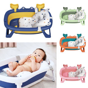 Foldable Baby Bath Tub & Newborn Baby Tub with Soft Bath Mat and Real Time Water Temperature Display(Bathtub + Bath Mat)
