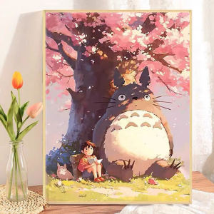 Hayao Miyazaki Cherry Blossom Tree Totoro Diamond Painting Full Diamond 2024 New Arrival Diamond Embroidery Landscape Handmade DIY Point Tile