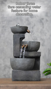 Non-toxic Durable light weight Desktop Tabletop Indoo Waterfall Feng Shui Three Tier Water fountain for home decor