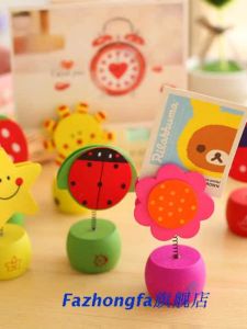 Cute Photo Clip Memo Pad Holder Wooden Flowerpot Message Folder Note Clip with Pencil Sharpener