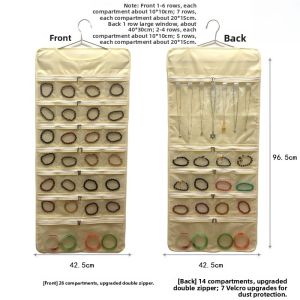 Wall-Mounted Large Capacity Transparent Jewelry Display Stand Double-Sided Dustproof Door Back Accessory Storage Bag