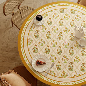 American Style round Tablecloth Waterproof Oil Resistant Heat Insulation Dining Table Mat Retro PVC Wash Free Leather High Temperature Resistant Tea Table Pad