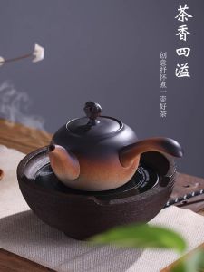 High Temperature Resistant Clay Tea Pot with Side Handle for Outdoor Use Direct Flame Heating Charcoal Stove Large Capacity