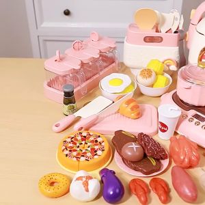 Kids Pretend Play Kitchen Set Electric Rice Cooker and Induction Stove - Realistic Sound & Light Toys for Kids Girl Boy - Mainan Masak Budak Perempuan Lelaki - 仿真厨房厨具声光喷雾电饭锅玩具电磁炉男女孩儿童早教过家家