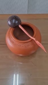 ไม่มีฝา โอ่ง โอ่งดินเผโว พร้อมกระบวย กระบวยกะลามะพร้าว