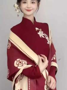 Retro Embroidered Red Dress for Wedding Engagement New Year Party Long Sleeve Evening Gown Ladies Fashion