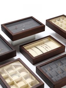 กล่องเก็บเครื่องประดับไม้ชั้นสุดหรู กล่องเก็บกำไลข้อมือ สร้อยคอ ต่างหู ของเล่นไม้ อุปกรณ์ตกแต่งห้องนอน กล่องเก็บของแบบเก็บได้