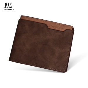 LouisWill Retro Wallet Mens Simple Short Wallet PU Matte Business Wallets Multi-Card Position Wallets Travel Purses Coin Pouch ID Credit Cards Holders