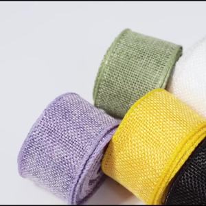 5yards/lot 40mm Colored Faux Jute Wired Edge Ribbon Burlap Roll For DIY Gift Wrapping Wedding Party Decor Linen Ribbon