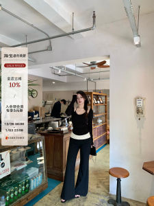 Wild Free Wind American Style Long Sleeve Fake Two-Piece Womens plus Size Slim Fit Base Layer Top for Plump MM