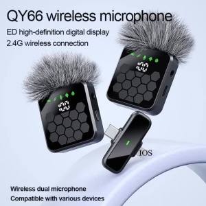 Mini Wireless Lavalier Microphone 2.4G Noise Cancellation for iPhone Android Video Recording Interview Portable Wireless Mic