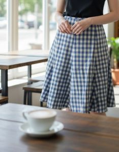 MMINIOUTLET CHAPS by Ralph Lauren skirt gingham light Blue plaids bottom white