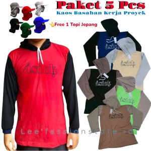 Paket 5 Pcs - Kaos Tani asick Kuplok Lengan Panjang Kaos Pria Dewasa Kombinasi Sablon Kaos Basahan Kerja Proyek Petani Berkebun Mancing Kaos Murah