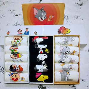 Neutral Pure Cotton Summer Socks Gift Box Set Cartoon Snoopy Anti-Odor Couples Short Socks Sweat Absorbent Sports Fitness