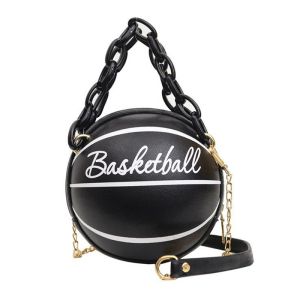 2024 Crossbody Bag New Network Red Personality Fun Pink Ins Versatile Chain Football Basketball Shoulder Bag Small Round Bag