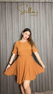 SC41 Round neck Bell Sleeve Babydoll Dress with back button